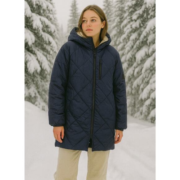 Alp N Rock Jackets & Blazers - New Alp N Rock Navy Quilted Puffer Winter Snow Jacket Sherpa Hood Parka Small